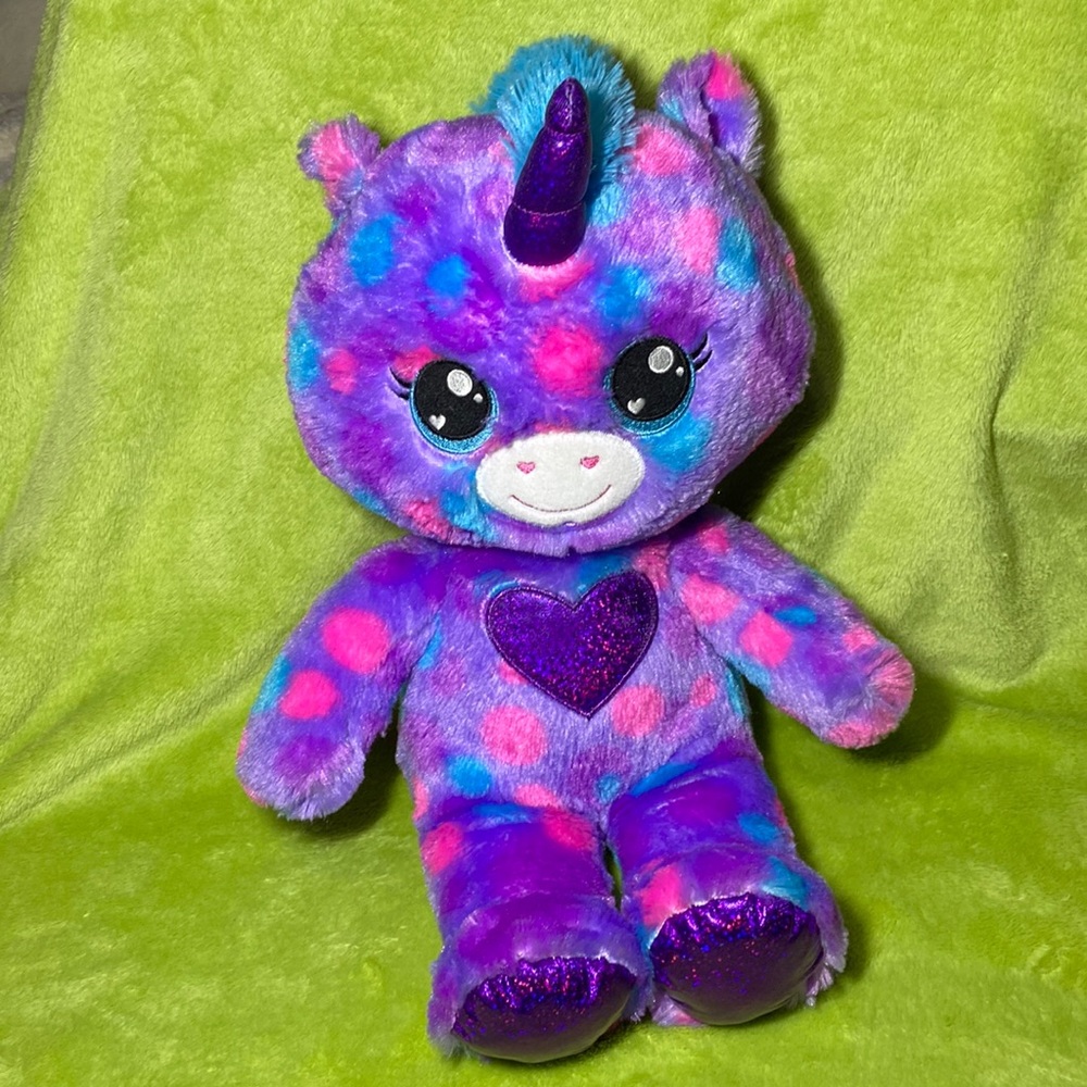 Build A Bear Heartables Unicorn Land Bubbles Purple Heart Plush 17"